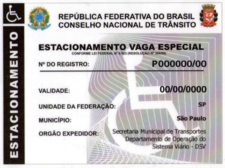 Imagem do Cartão Defis, oficial do Conselho Nacional de Trânisto e com dados do portador em branco