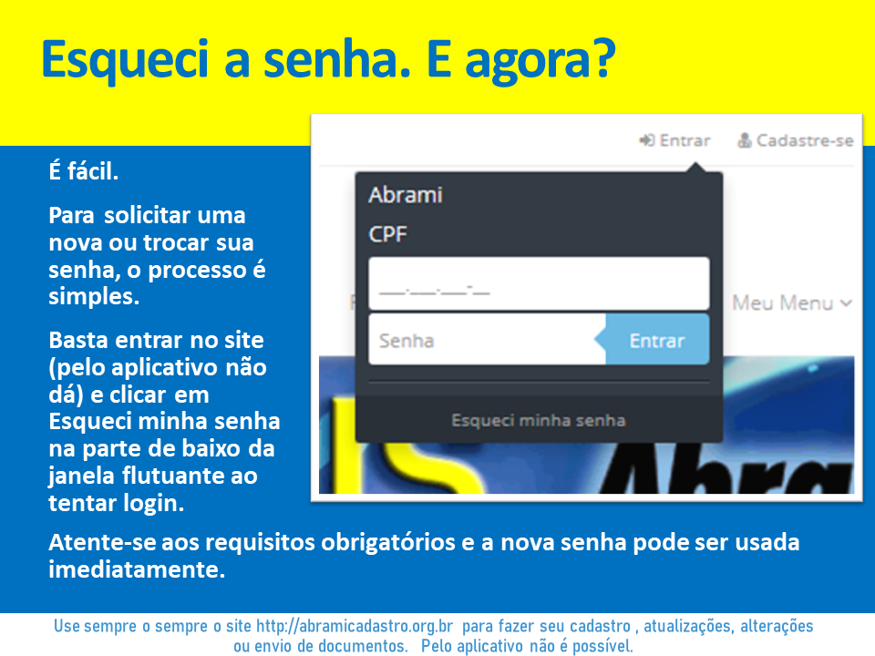 Tela de login para acessar o cadastro